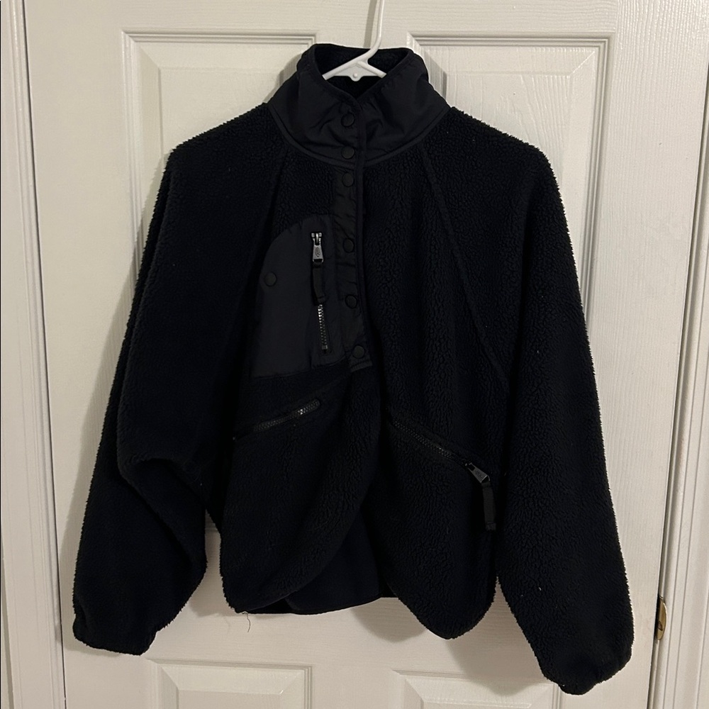 Free People X Free People Movement Hit The Slopes Black Fleece Jacket Size Small - Picture 8 of 14
